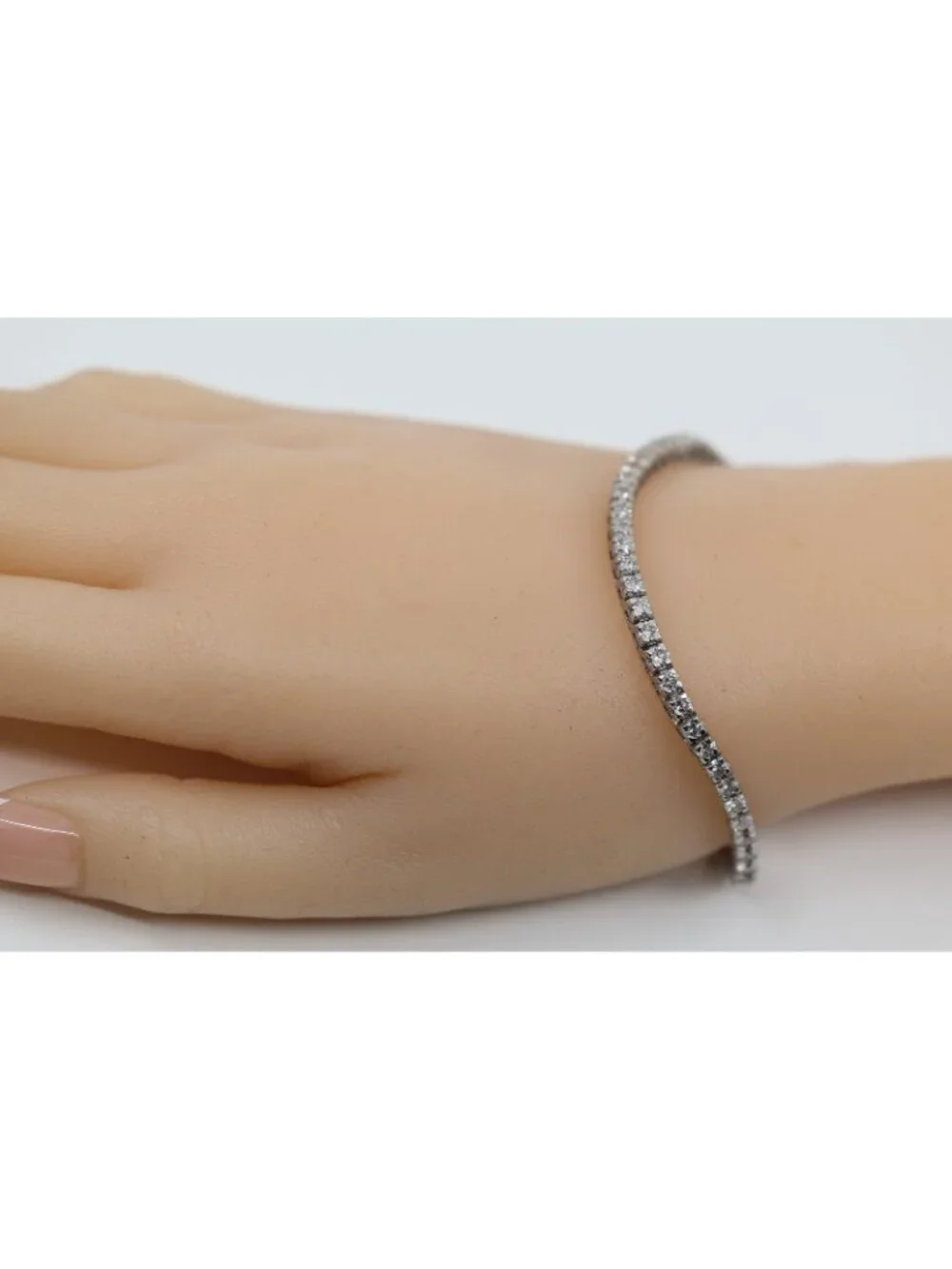 14K Solid White Gold Designer Round Cut Diamond Tennis Link Bracelet - 7